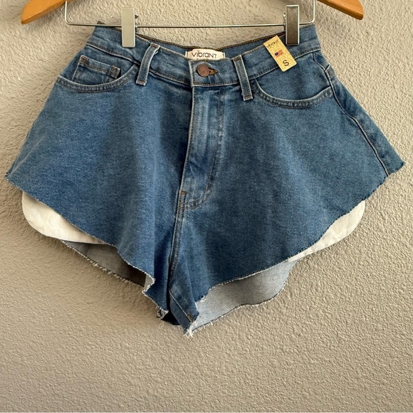 Vintage Vibrant MIU High Cut Denim Shorts Size Small NWT - Picture 2 of 7